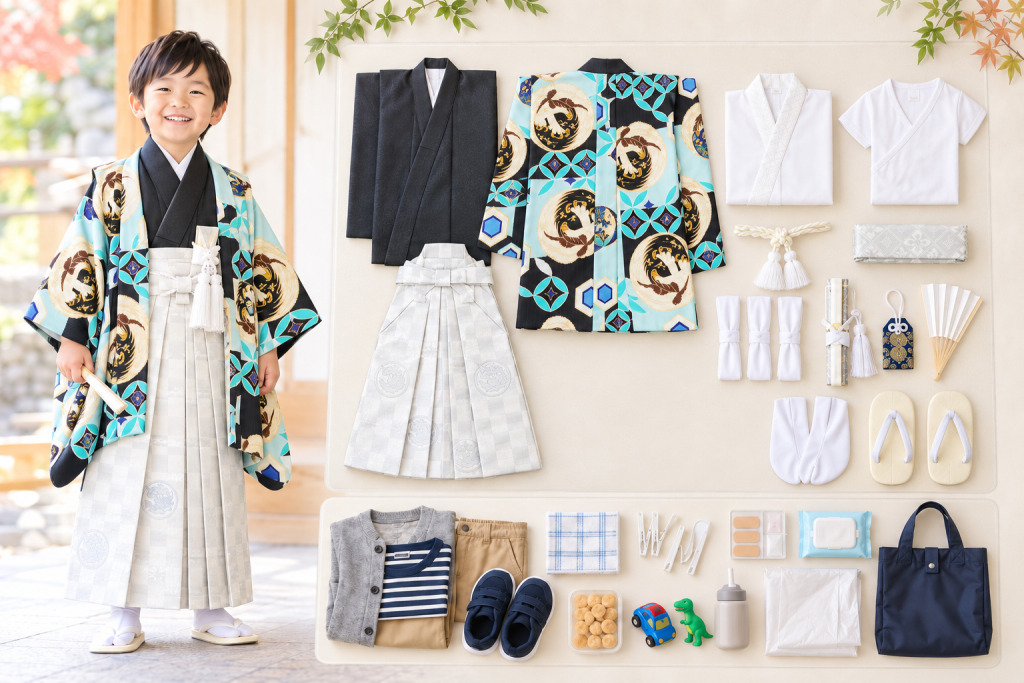 七五三　祝い着　５歳　小物 七五三の「五歳」着物で必要なものとは？わかりやすく説明 | きもの