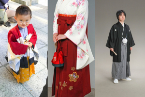 七五三の男の子の袴、卒業式の女性用の袴、成人式や結婚式の男性用の縞馬乗り袴