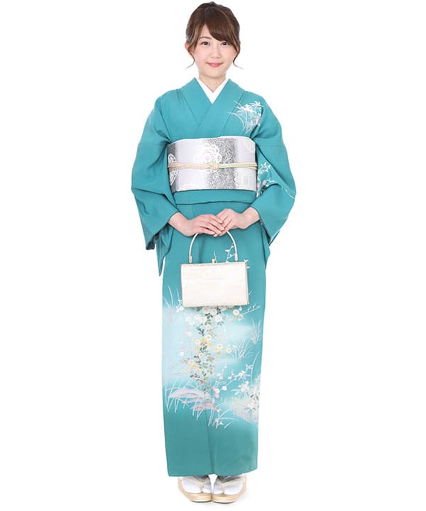 訪問着｜浅葱色に梅菊｜H0019｜L