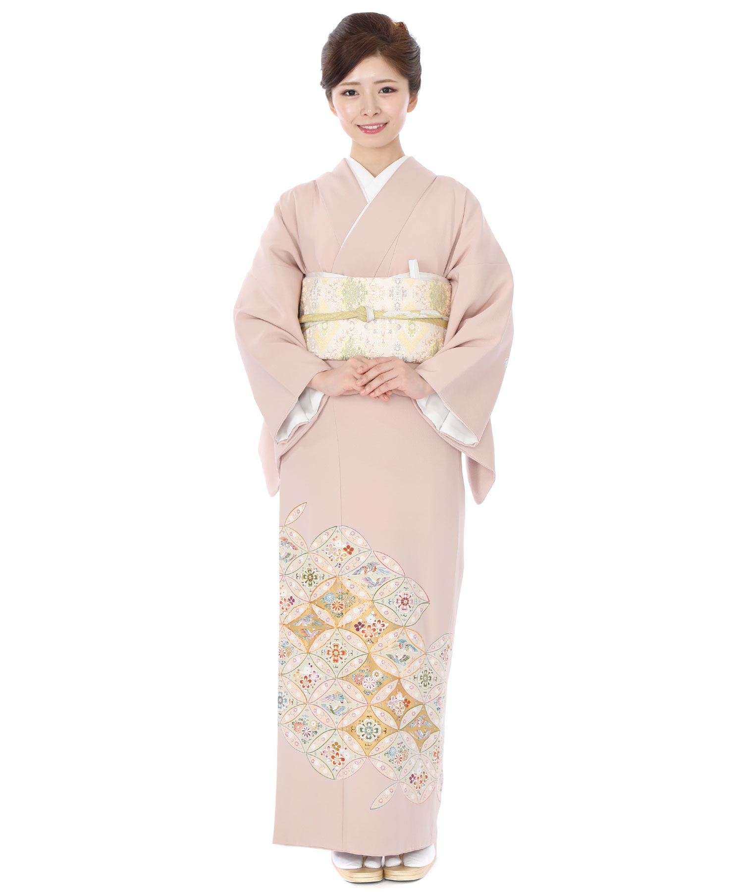 色留袖|淡いピンク地に花七宝|I0011|M