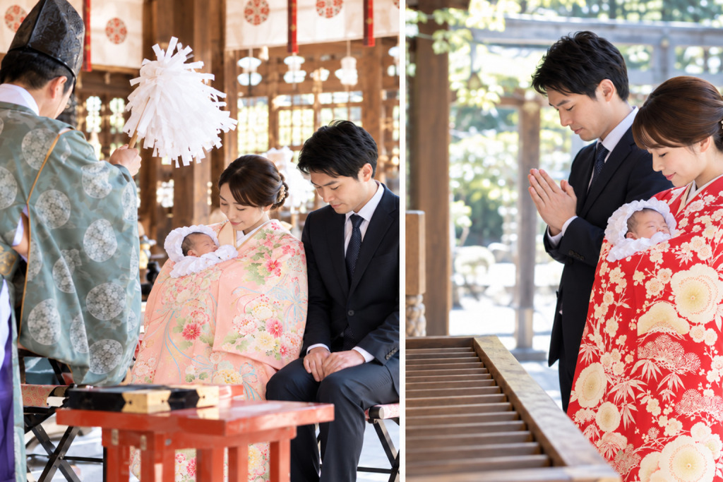 お宮参りの祈祷と参拝