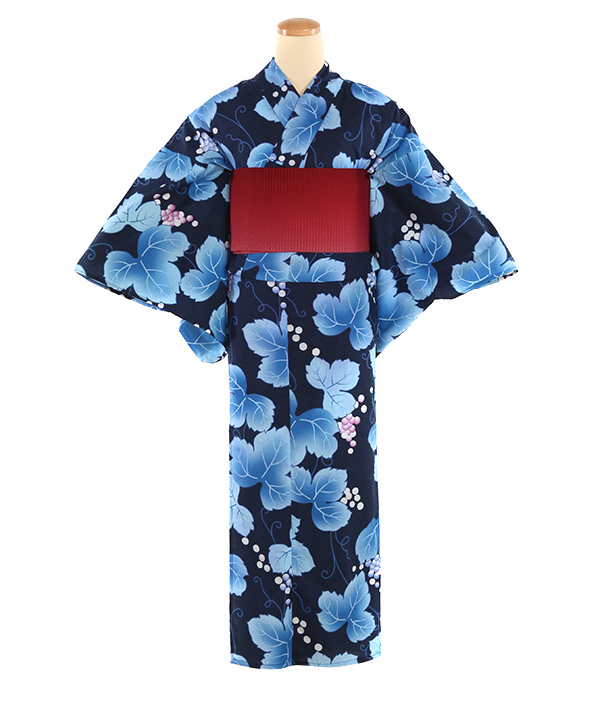 浴衣レンタル|紺地に葡萄|Y0007|M