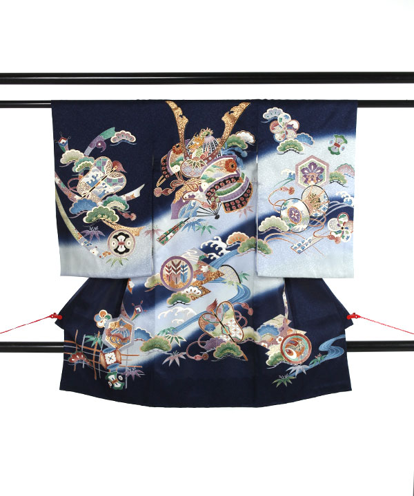 お宮参り産着｜紺地に兜軍配鼓｜U0202 男の子