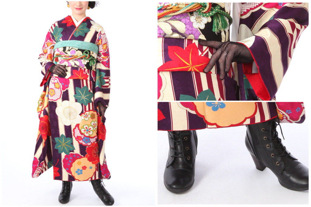 振袖｜紫ストライプ矢羽根｜F0297 3L