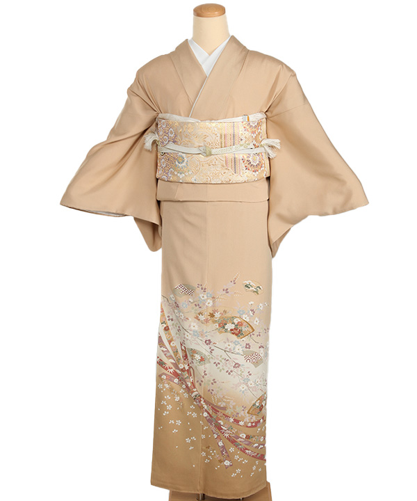 色留袖｜ベージュに束ね熨斗 扇面｜I0146｜M