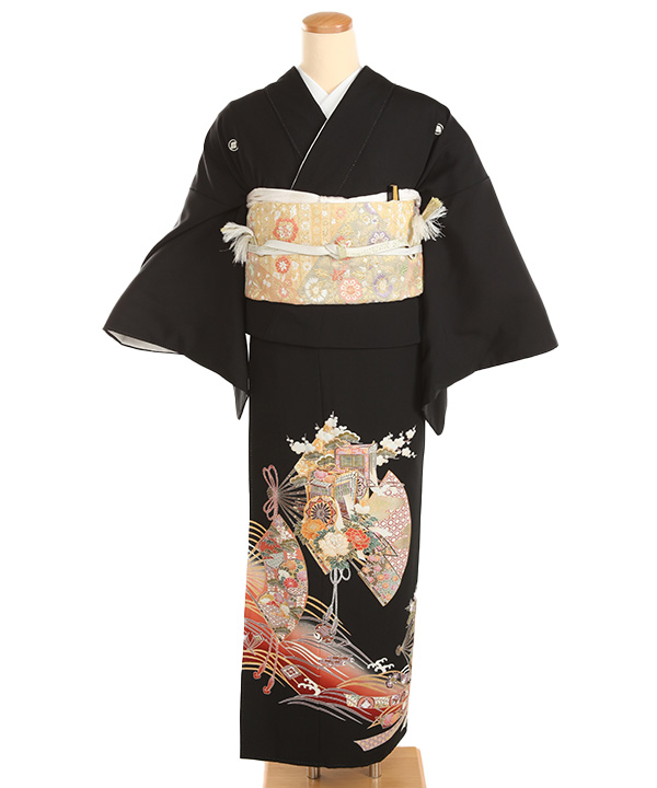 黒留袖｜扇子に束ね熨斗｜T0190｜M