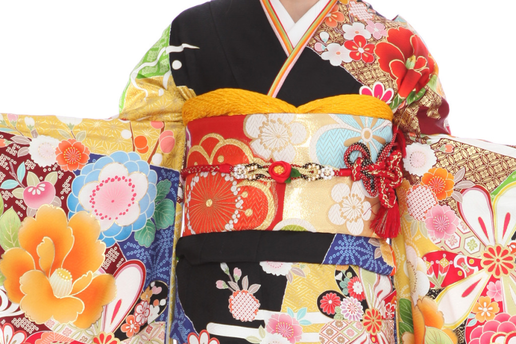 振袖｜Ma Minette 黒地に牡丹菊｜F0312 L