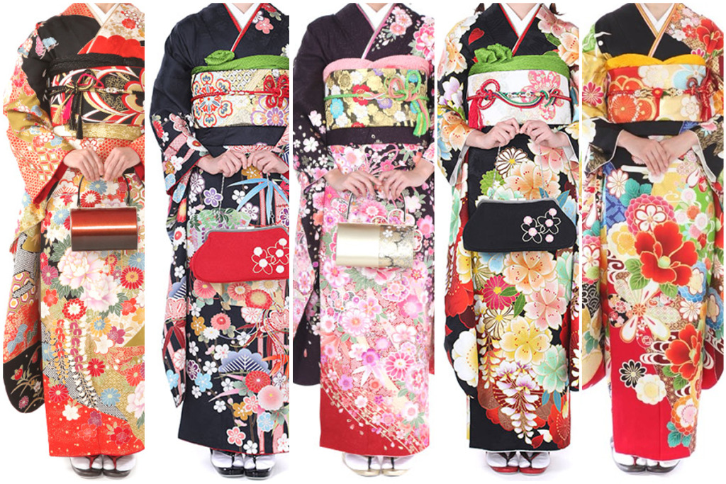 黒い振袖を着た女性