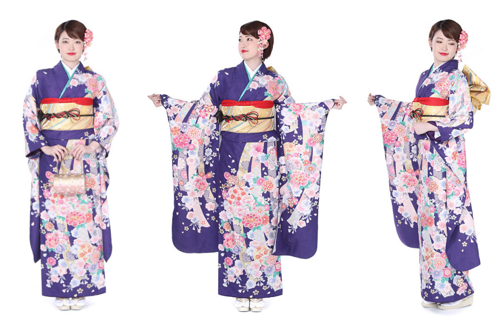 振袖｜すみれ色に熨斗目鞠｜F0129 L