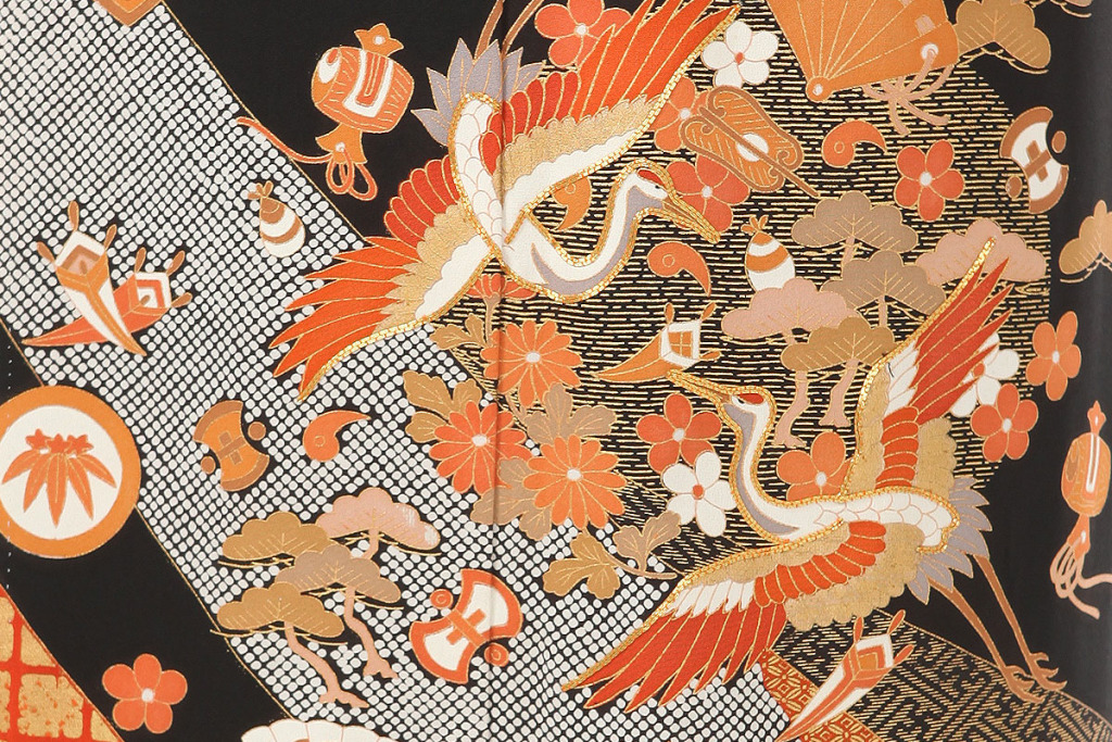 黒留袖｜熨斗に宝尽くしと鶴｜T0005｜L