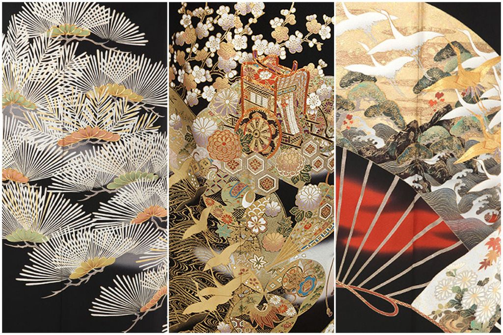 神前式にふさわしい黒留袖の柄