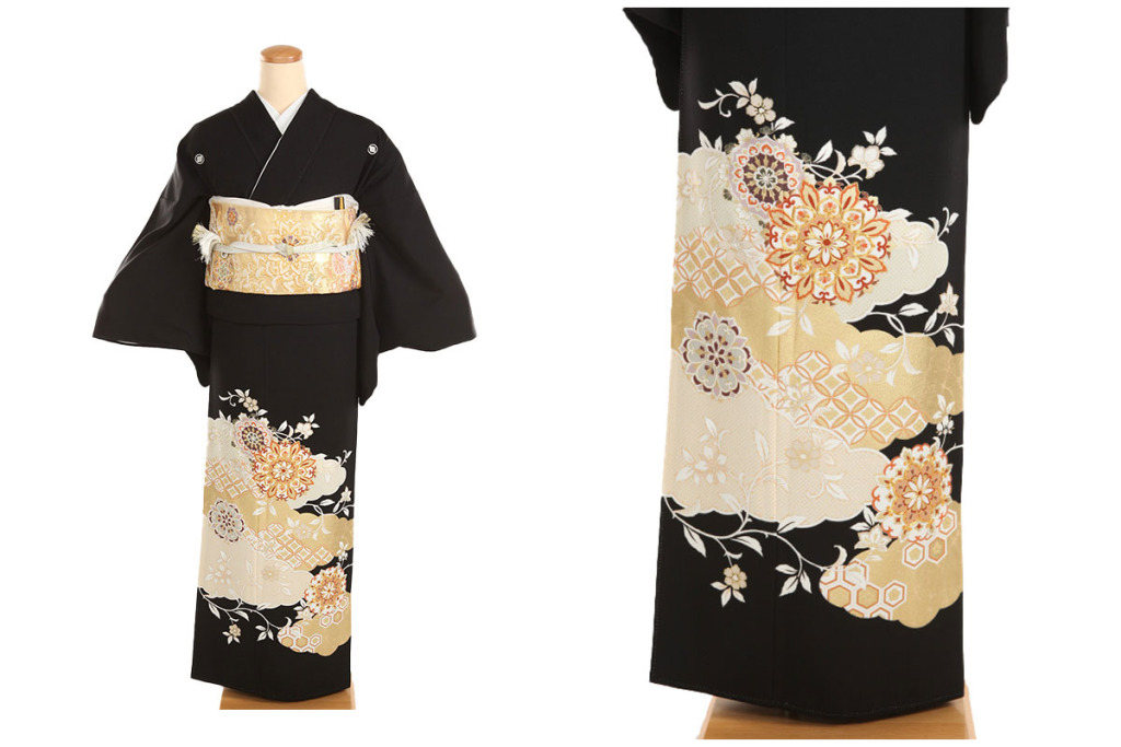 黒留袖｜関芳 華文 雲取り｜T0174｜L