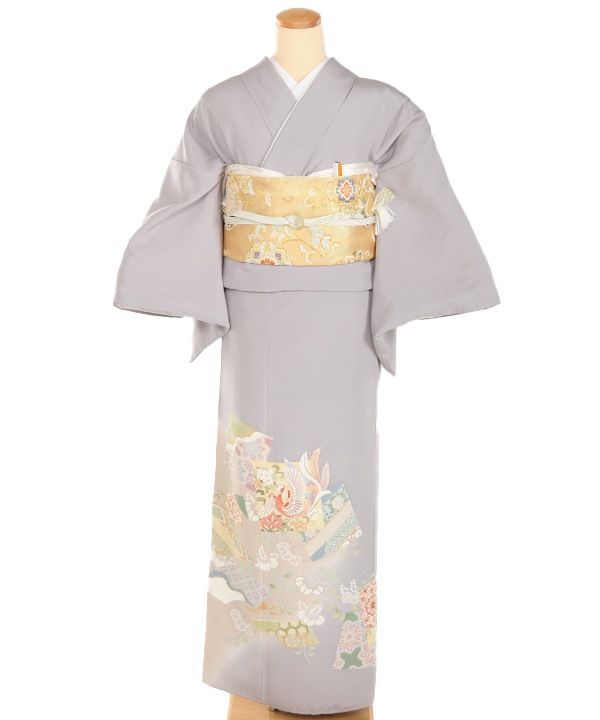 色留袖|薄紫に色紙扇面|I0170|M