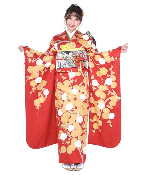 振袖｜朱赤に梅の花｜F0234 M
