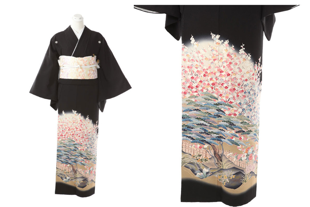 黒留袖｜松と紅白梅｜T0021｜L