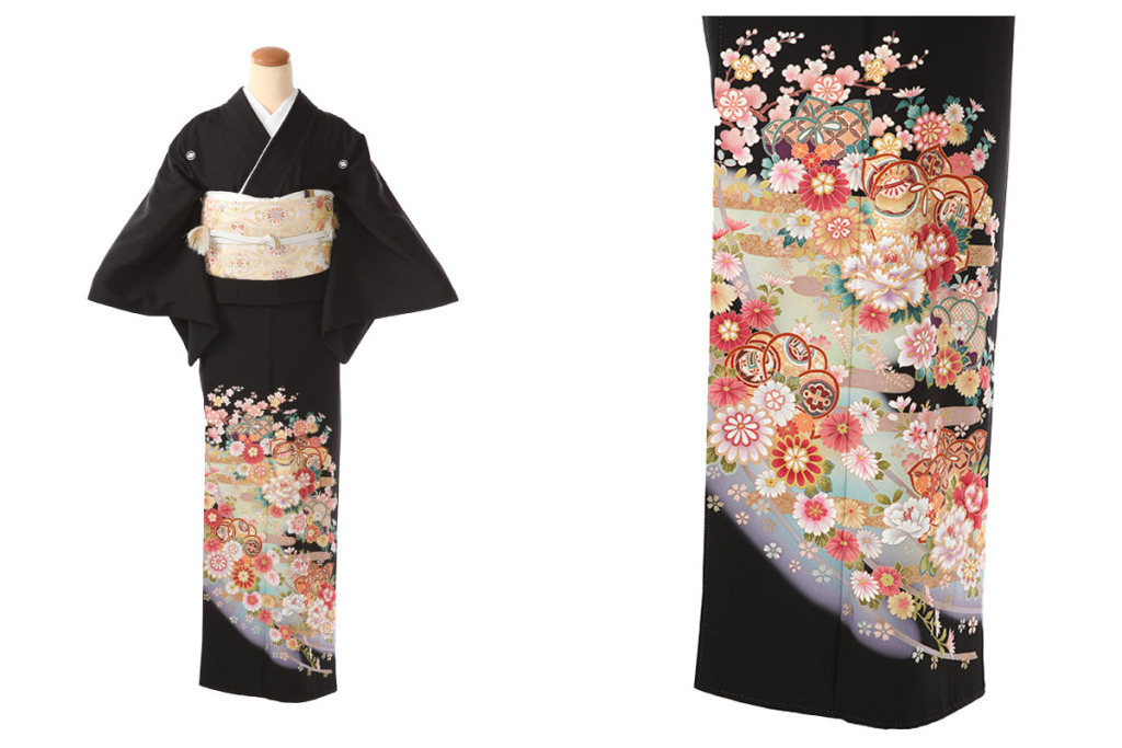 黒留袖｜牡丹と橘｜T0044｜M