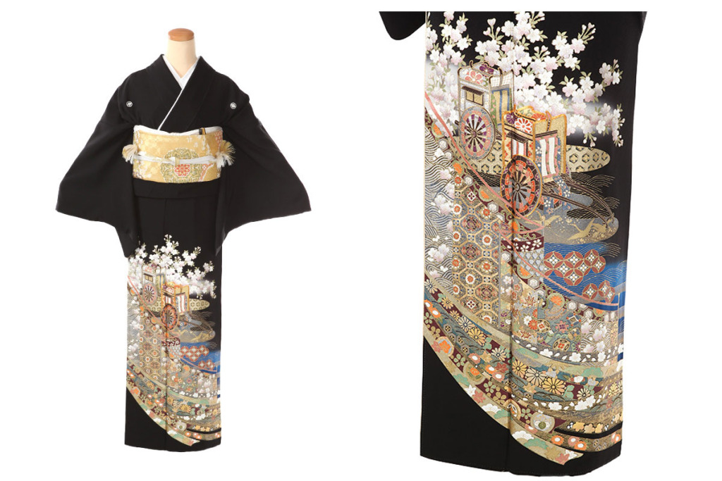 黒留袖｜桂由美 熨斗に御所車｜T0123｜L