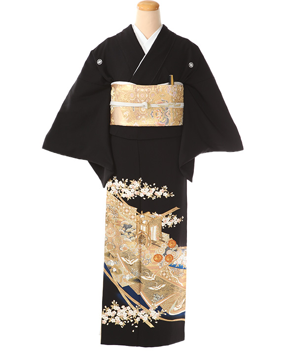 黒留袖｜桂由美 御所車と桜と鶴｜T0117｜M