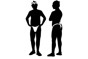 白い褌（ふんどし）をした男性