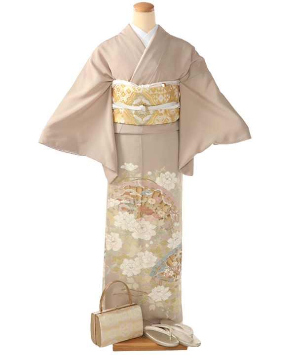 色留袖｜ベージュに檜扇｜I0118｜L