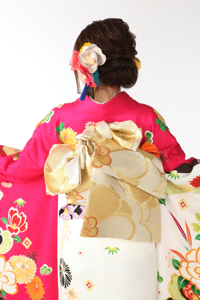 振袖｜ピンクに牡丹と松竹梅｜F0377｜LL