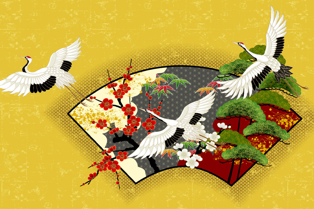 鶴と扇