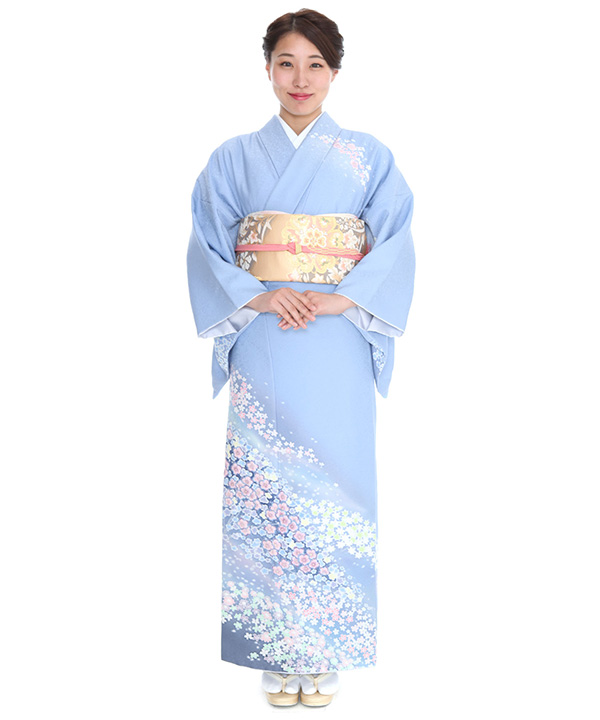 訪問着|空色に梅小花|H0116|L