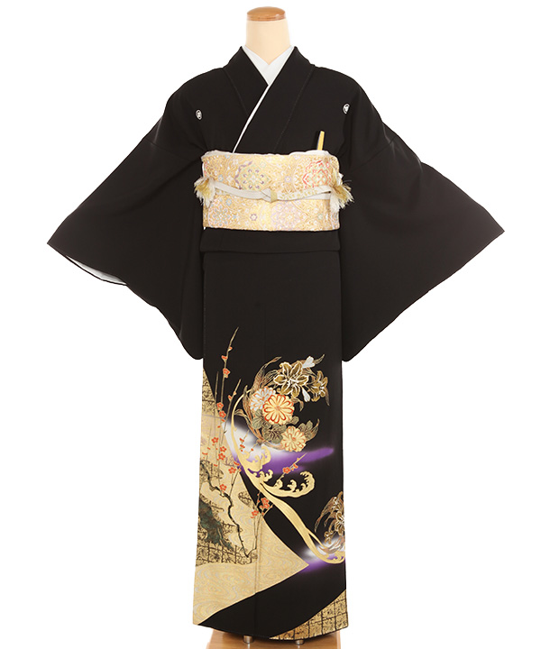 黒留袖｜関芳 花の丸梅｜T0178｜L