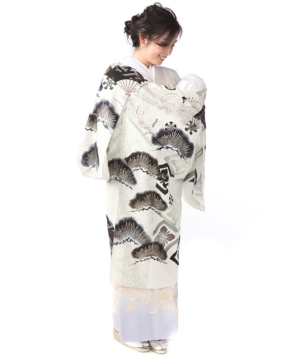 お宮参り産着｜【JAPAN STYLE】白地に鷹 松花菱 ブランド｜U0155 男の子
