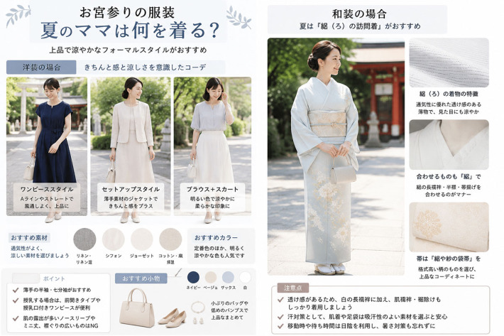 ワンピースを着た女性と着物を着た女性