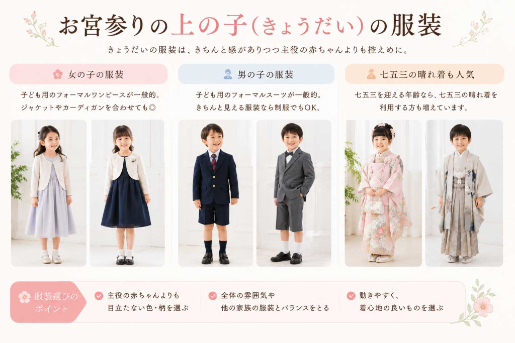 お宮参りの上の子（きょうだい）の服装