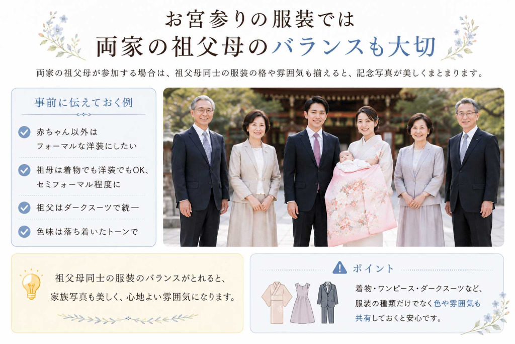お宮参りの服装では両家の祖父母のバランスも大切