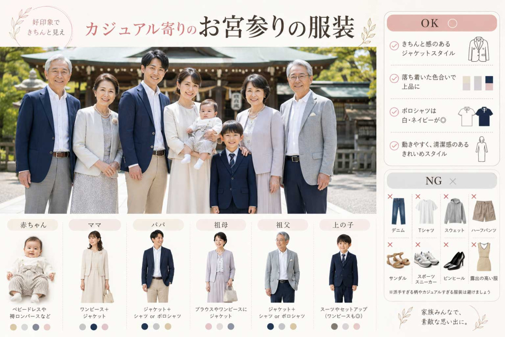 カジュアル寄りのお宮参りの服装
