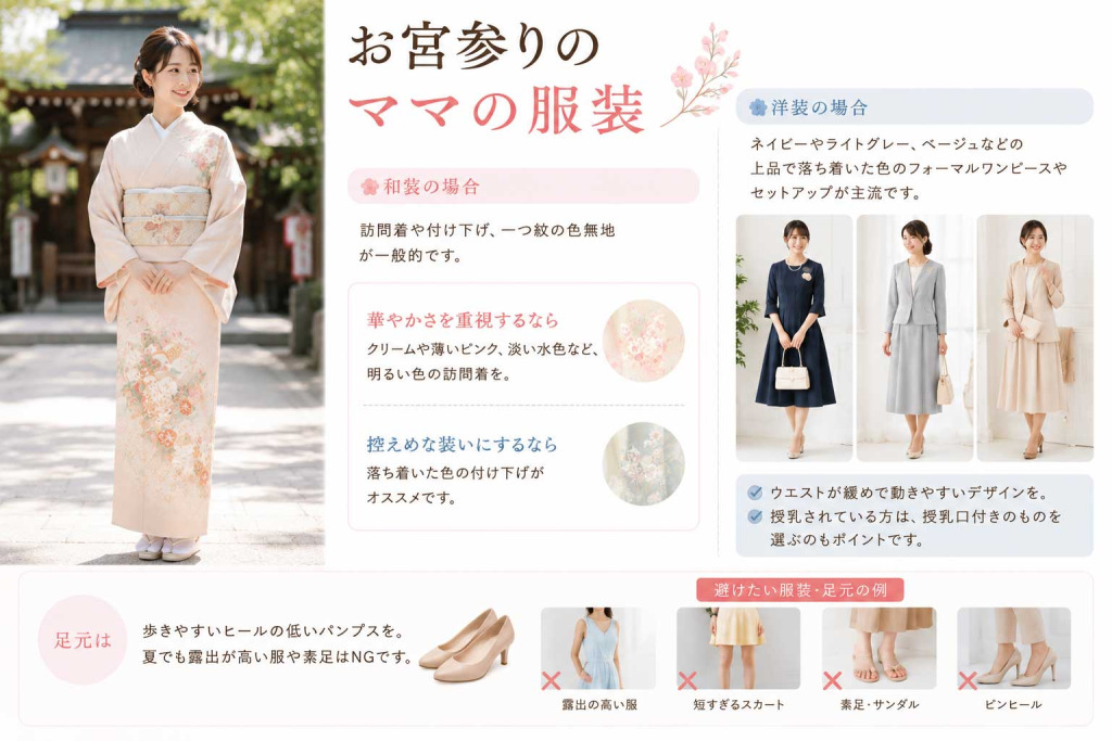 お宮参りのママの服装
