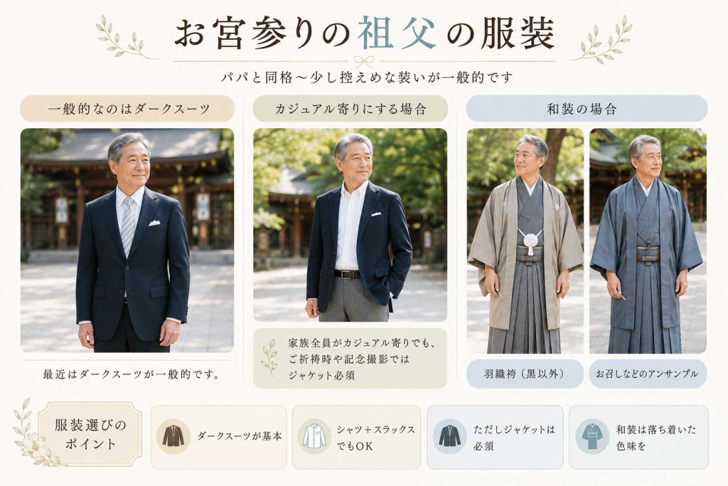 お宮参りの祖父の服装