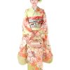振袖レンタル｜薄黄緑に檜扇桜｜F0405｜L｜宅配着物レンタル・一式フルセット｜きもの