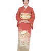 色留袖レンタル｜赤地に牡丹と桜に流水｜I0050｜L｜宅配着物レンタル・一式フルセット