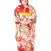 振袖レンタル｜大きいサイズ ワイドサイズ ヒップ120まで｜赤に貝桶｜F0346｜宅配着物