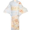 訪問着レンタル｜水色に雲取り四季草花｜H5034｜L｜宅配着物レンタル｜きものレンタリ