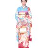 振袖レンタル|水色に雪輪丸菊桜|F0218|M|宅配着物レンタル・一式フルセット|きも
