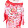 お宮参り産着レンタル 女の子｜赤地に牡丹と兎｜U0044｜宅配着物レンタル・一式フルセ