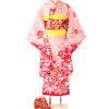 七五三(七歳女の子)着物レンタル｜ピンクに桜柄着物×赤作り帯｜W-G-7-43｜宅配着物レ
