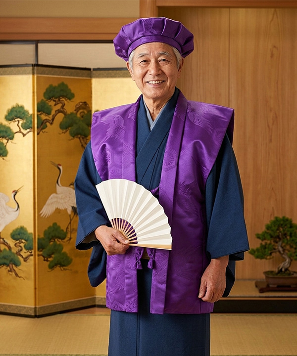 長寿御祝|ちゃんちゃんこ3点レンタルセット 紫 古希・喜寿・傘寿・卒寿(70歳・77歳・80歳・90歳)ポリエステル|A0031|きものレンタリエ