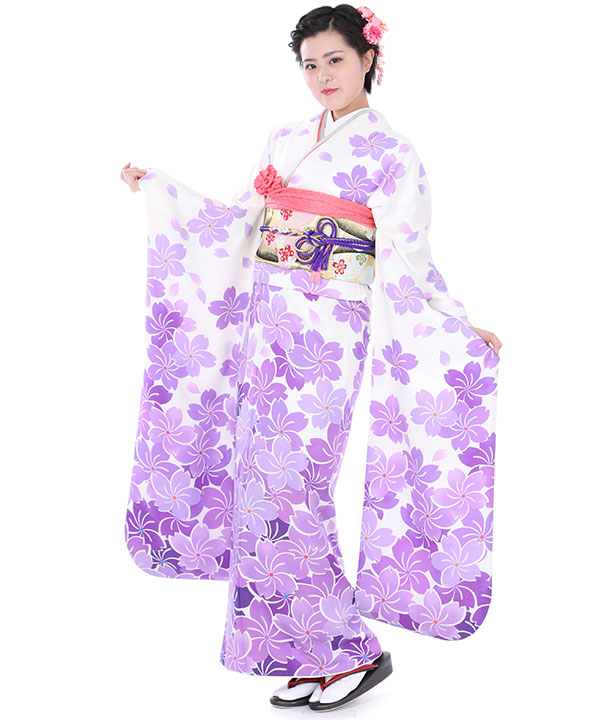 振袖レンタル｜紫と白の桜｜F0024｜L｜宅配着物レンタル・一式フル