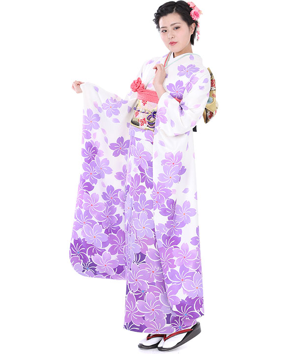 振袖レンタル｜紫と白の桜｜F0024｜L｜宅配着物レンタル・一式フル