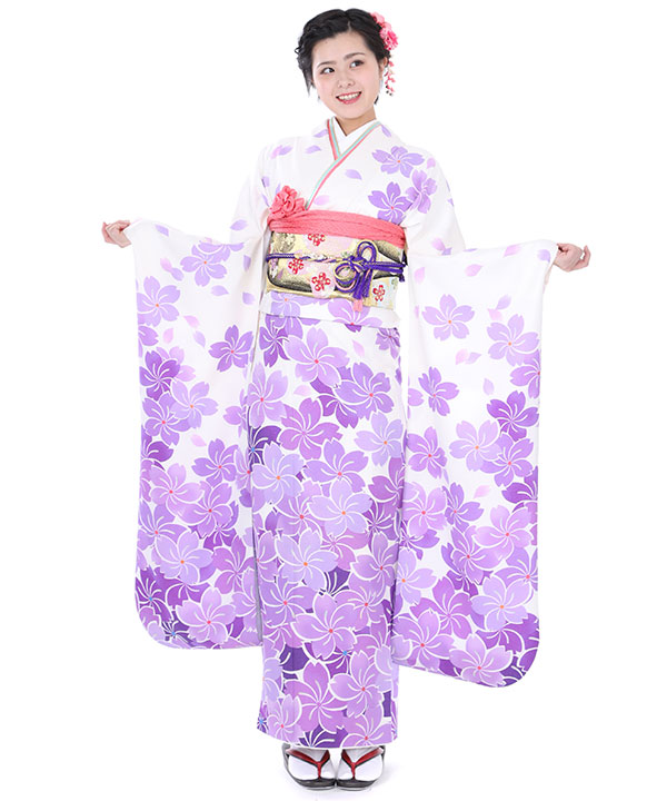 振袖レンタル｜紫と白の桜｜F0024｜L｜宅配着物レンタル・一式フル