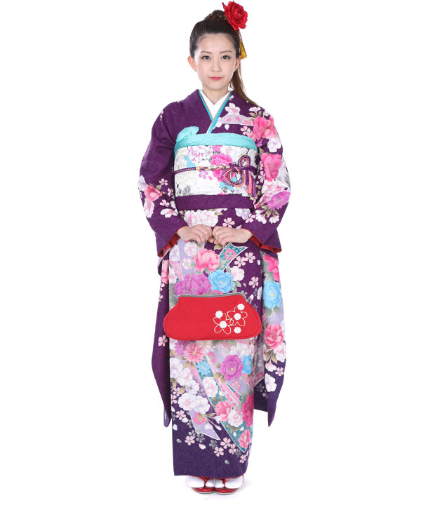 振袖レンタル｜紫に熨斗牡丹