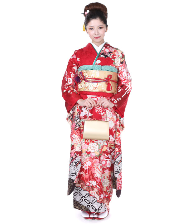 振袖レンタル｜赤に牡丹松