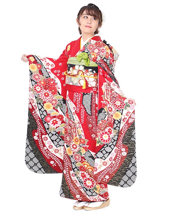 逸品　誂え　ふき綿　枝垂れ桜に御所車　振り袖フルセット 逸品誂えふき綿枝垂れ桜に御所車振り袖フルセット