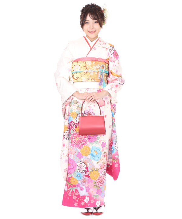 牡丹に桜と梅の振袖フルセット